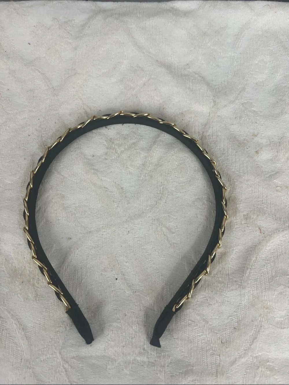 Gold/Silver Chain Black Satin ribbon- Women Accessories Headband (2)
